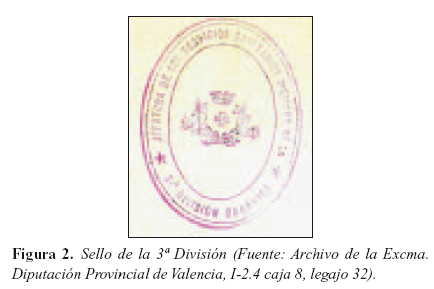Figura 2. Sello de la 3a División (Fuente: Archivo de la Excma. Diputación Provincial de Valencia, I-2.4 caja 8, legajo 32).
