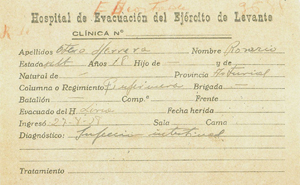 Figura 1. En el verano de 1938 el Hospital del Ejército de Levante contaba dos clínicas propias en Valencia. Fuente: A.D.P.V., I-2.4 c. 12, l. 46