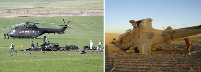 Escena de dos accidentes de helicóptero (año 2007)