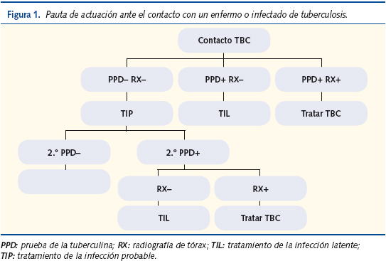Figura 1. Pauta de actuación ante el contacto con un enfermo o infectado de tuberculosis