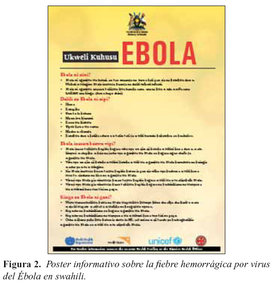 Figura 2. Poster informativo sobre la fiebre hemorrágica por virus del Ébola en swahili.