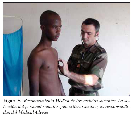 Figura 5. Reconocimiento Médico de los reclutas somalíes. La selección del personal somalí según criterio médico, es responsabilidad del Medical Adviser.